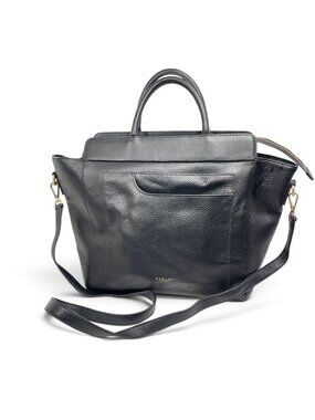 Radley London Black Leather Satchel Tote Bag Shoulder Strap Gold Hardware Career